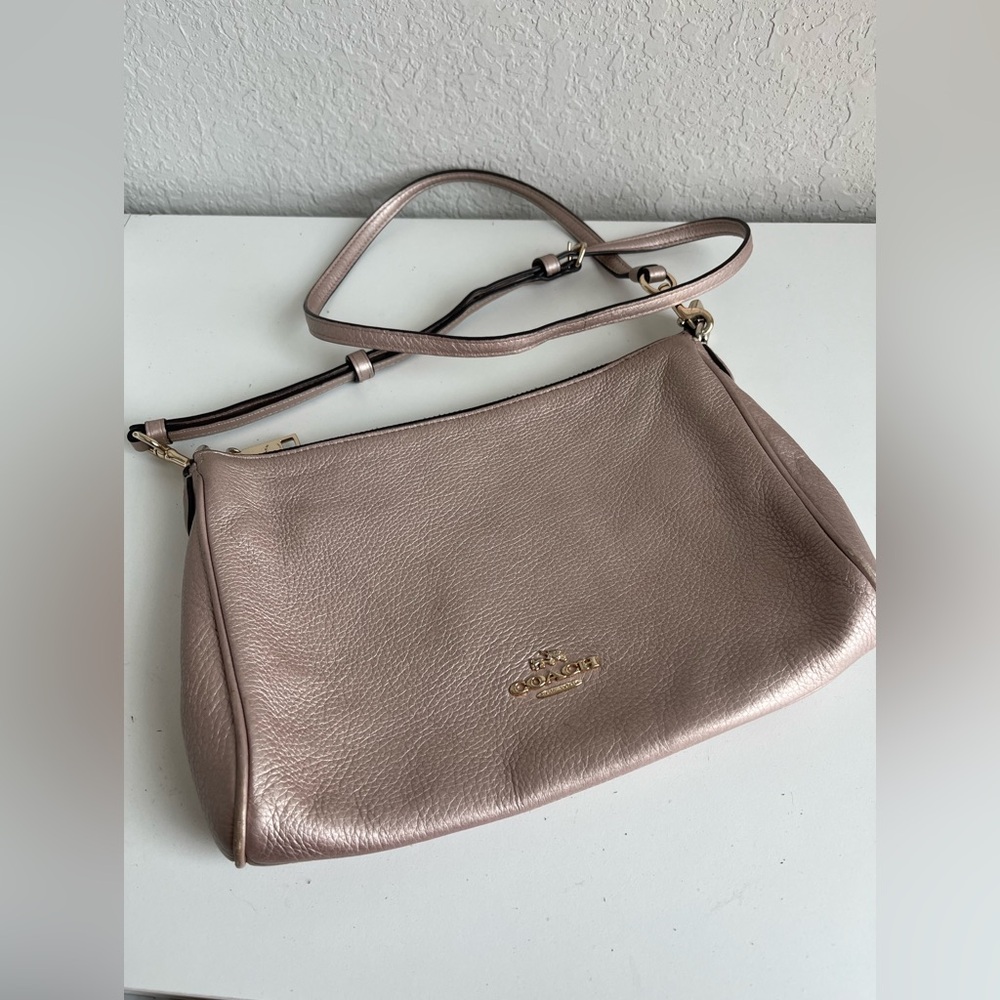 Coach Metallic Leather Crossbody Bag – Blush Pink